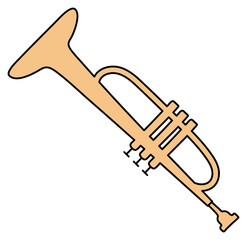 Fototapeta na wymiar Trumpet. Musical instrument sketch. Color illustration