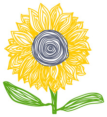 Sunflower flower. Hand drawn illustration. Pen or marker sketch