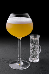 refreshing passionfruit martini cocktail on stone