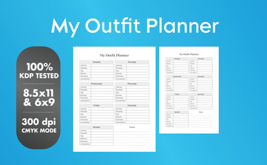 This is an Outfit Planner with the 2 most popular sizes 8.5x11 and 6x9. Fully ready to print.