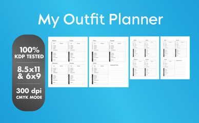 This is an Outfit Planner with the 2 most popular sizes 8.5x11 and 6x9. Fully ready to print.