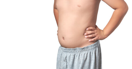 Naklejka premium Body of a boy, shirtless, on a white background.