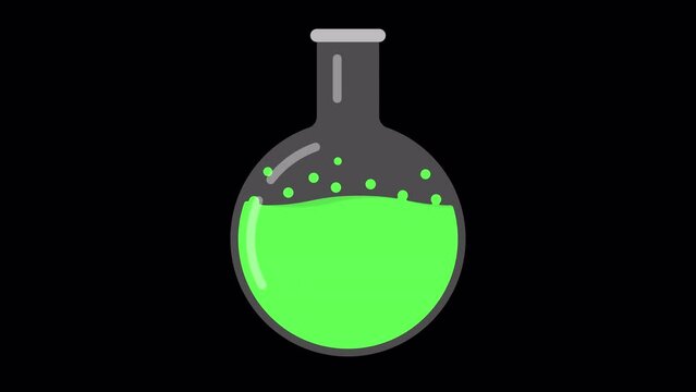 Looped animation which is shown: Laboratory ware, Flask, Potion, Conical flask, Erlenmeyer, Round bottom flask, Florence flask, Beaker, Falcon, Test tube