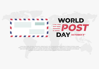 World post day background with letter and earth map celebrated on october 9th.