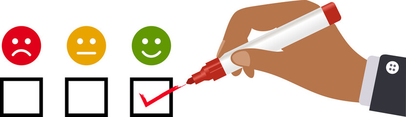 degree of customer satisfaction, satisfied, dissatisfied and dissatisfied, aiming for a high degree of satisfaction, green color