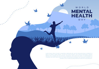 World mental health day background celebrated on october 10th. - Powered by Adobe