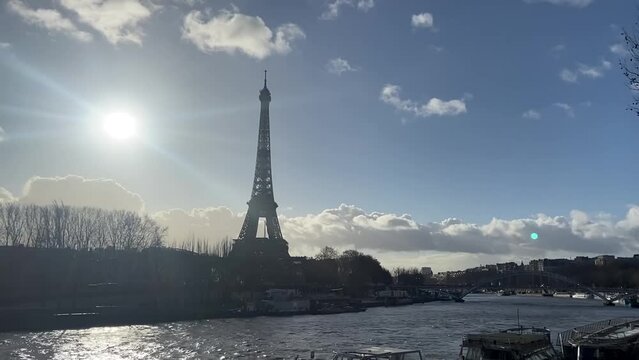 Paris Eiffel Tower and Seine river on Beautiful winter sun
Long shot from France paris Eiffel Tower and Seine river, December 2021
