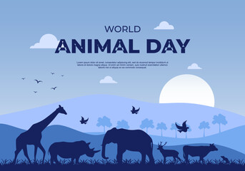World animal day with animal in forest background celebrated on october 4.