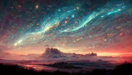 Phantasy Vast Galaxy Abstract Space Nebula Cosmos Art Illustration