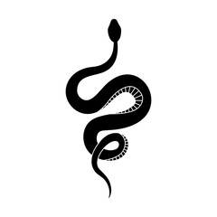Black silhouette snake. Isolated reptile symbol, wildlife icon snake on white background. Nature vector illustration.