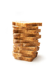 bread slices stacked on white background