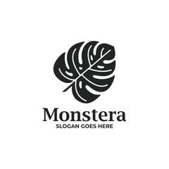 Monstera logo design vector. Monstera leaf logo