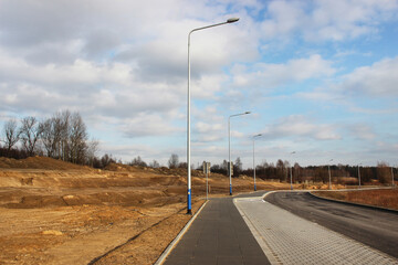 Fototapeta KRAKOW, POLAND - JANUARY 16, 2014: Land prepared by bulldozers for a new investment. obraz
