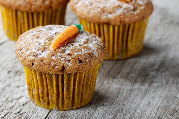 Fototapeta Homemade muffins with sweet carrot. obraz