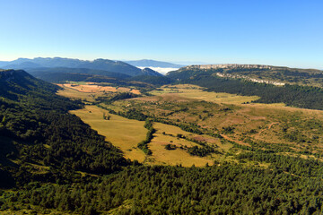 Panoramic view of the Valderejo Natural Park. Alava. Basque Country. Spain