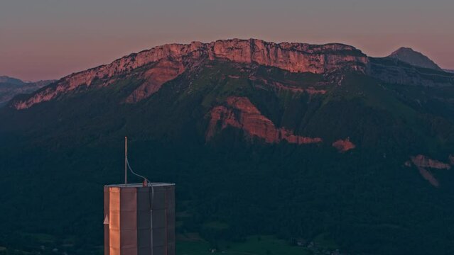 The cross of Nivolet filmed up close by drone in the Alps in France