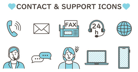 Contact us, support service icon set [Vector illustration - obrazy, fototapety, plakaty