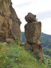Tourist attraction, Rock Man on the mountain Small saddle. Kislovodsk, North Caucasus, Russia.