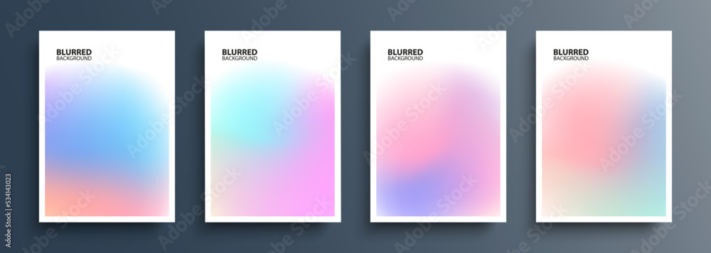 Aufkleber set of light blurred backgrounds with soft color gradients. abstract graphic templates collection fo