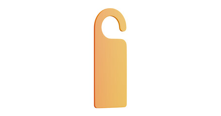 3D cartoon user interface illustration of a door hanger or door tag or do not disturb icon on an isolated background. With studio lighting and a gradient colourful texture. 3D rendering