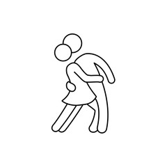 Line dancer couple icon. Latin, tango, salsa girl, boy pose outline icon. Editable stroke pictogram couple. Isolated vector illustration.