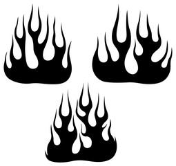 Fire flames isolated on white background. Tribal tattoo design.