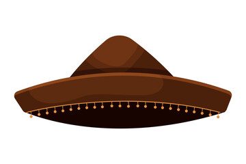 Mexican hat, traditional sombrero in cartoon style isolated on white background. 