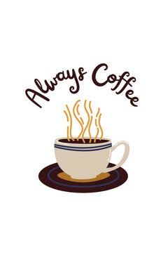 Brown Illustrated Coffee Mug