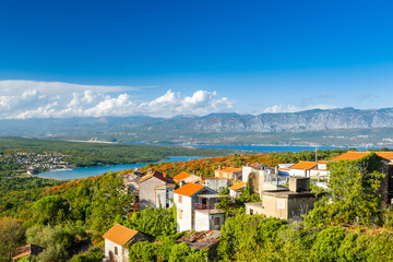 Fototapeta na wymiar Panoramic view of town of Dobrinj on the Island of Krk in Croatia