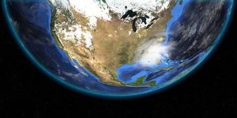 Hurricane Ian in Florida. Earth seen from space. Extremely detailed and realistic high resolution 3D illustration. Elements of this image have been furnished by NASA.