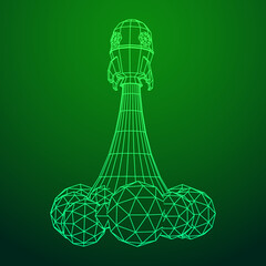 Space Rocket Ship. Wireframe low poly mesh vector illustration.