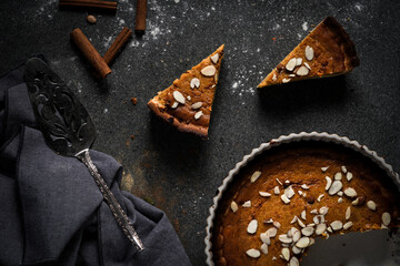 Pumpkin pie with almonds and spices