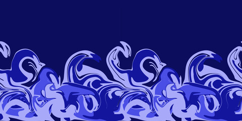 Horizontal dark blue seamless abstract pattern with waves. Abstract background for the design.