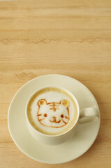 トラのラテアート