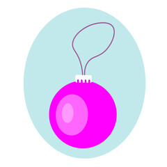 Christmas tree decoration. Pink christmas ball vector illustration.