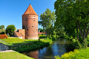 The Stork Tower in Dobre Miasto, Warmian-Masurian Voivodeship, Poland.