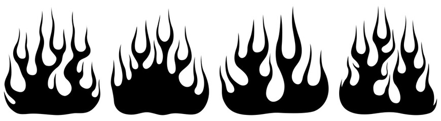 Fire flames isolated on white background. Tribal tattoo design.