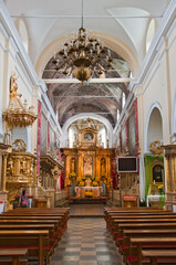 Fototapeta na wymiar Interior of Basilica of Our Lady of Consolation in Czerwinsk over Vistula, Masovian Voivodeship, Poland.