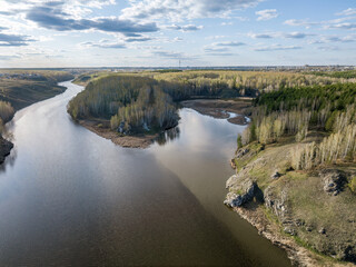 Confluence of the Iset and Kamenka rivers in the city Kamensk-Uralskiy. Iset and Kamenka rivers,...