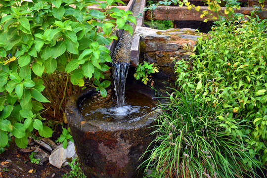 Stone fountain in Robledillo de Gata. Caceres. Spain