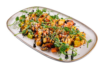 Grilled colorful vegetables with soy sauce