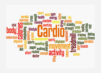 Word Cloud with CARDIO concept, isolated on a white background