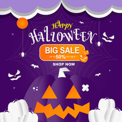 Fototapeta premium Halloween Big Sale Promotion Template Background Design