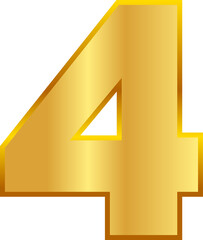 letter number 4 gold, sticker number, golden font