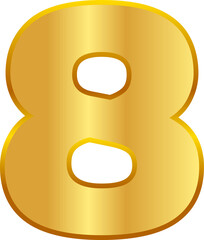 letter number 8 gold, sticker number, golden font
