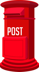 Postbox Red. PNG, Vector Art, Transparent. World Post Day. Suitable for banners, wallpapers, backgrounds or for social media etc