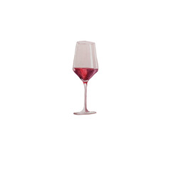 Watercolor illustration of red wine wine glass.