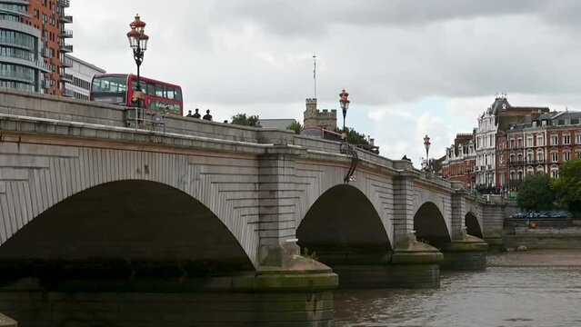 Look towards St Mary's Church within Putney over the Bridge, London, United Kingdom.