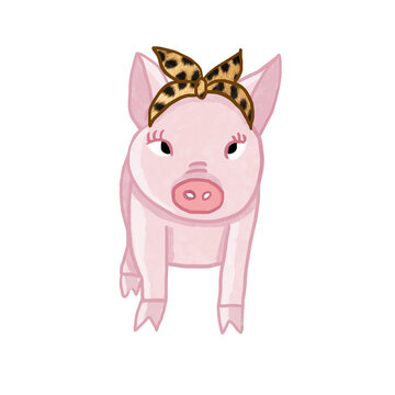 Pig with Leopard Bandana