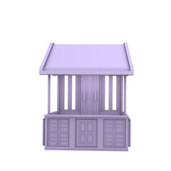 3D RENDER ILLUSTRATION. Sample idea model outdoor food drink booth kiosk. Small business street food stall market or Product exhibition fair counter concept design on isolated png blank background.